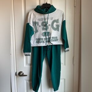 Vintage Green and Grey Sweats Set